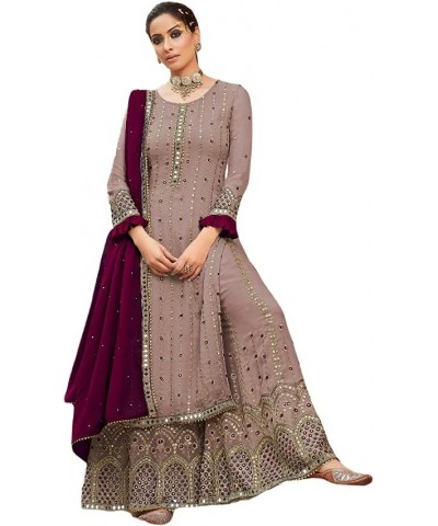 Fashion Ready to Wear Indian/Pakistani Party Wear Dresses Palazzo Style Salwar Suit With Embroidered Work Rose Gold $32.00 Suits