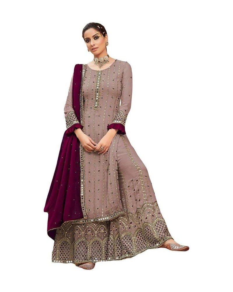 Fashion Ready to Wear Indian/Pakistani Party Wear Dresses Palazzo Style Salwar Suit With Embroidered Work Rose Gold $32.00 Suits