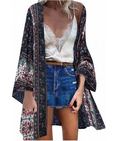 Cardigan for Women Boho Floral Summer Long Sleeve Open Front Kimono Cardigan Lightweight Loose Casual Blouse Tops Sanzhisongs...