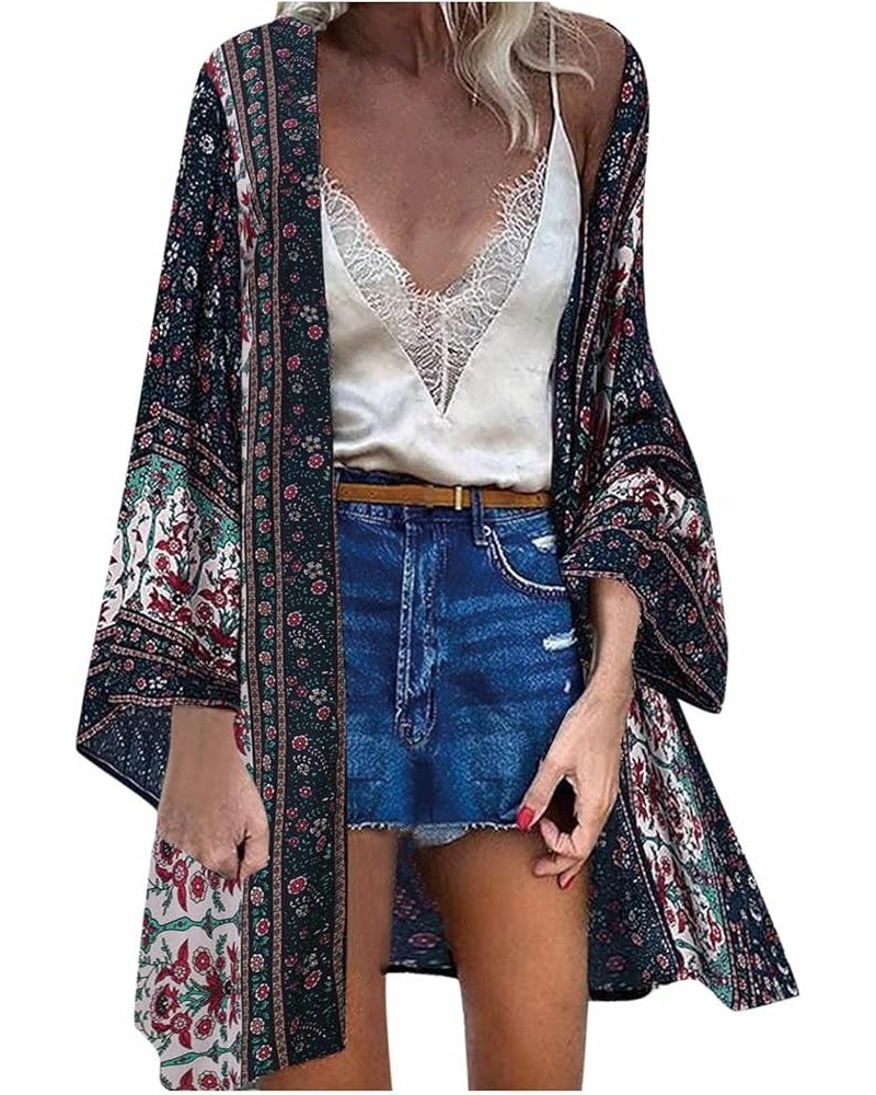 Cardigan for Women Boho Floral Summer Long Sleeve Open Front Kimono Cardigan Lightweight Loose Casual Blouse Tops Sanzhisongs...