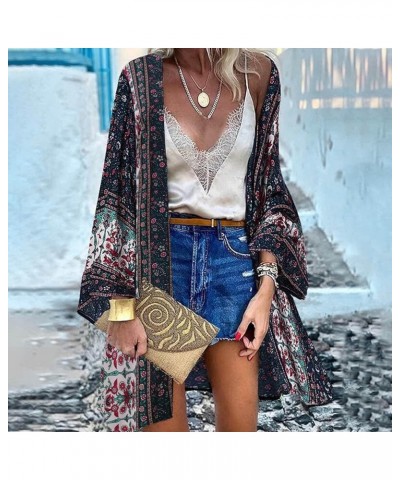 Cardigan for Women Boho Floral Summer Long Sleeve Open Front Kimono Cardigan Lightweight Loose Casual Blouse Tops Sanzhisongs...