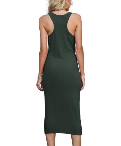 Women's Summer Sleeveless Tank Dresses Ribbed Stretchy Scoop Neck Casual Tank Midi Dress 06 Dark Green $15.35 Dresses