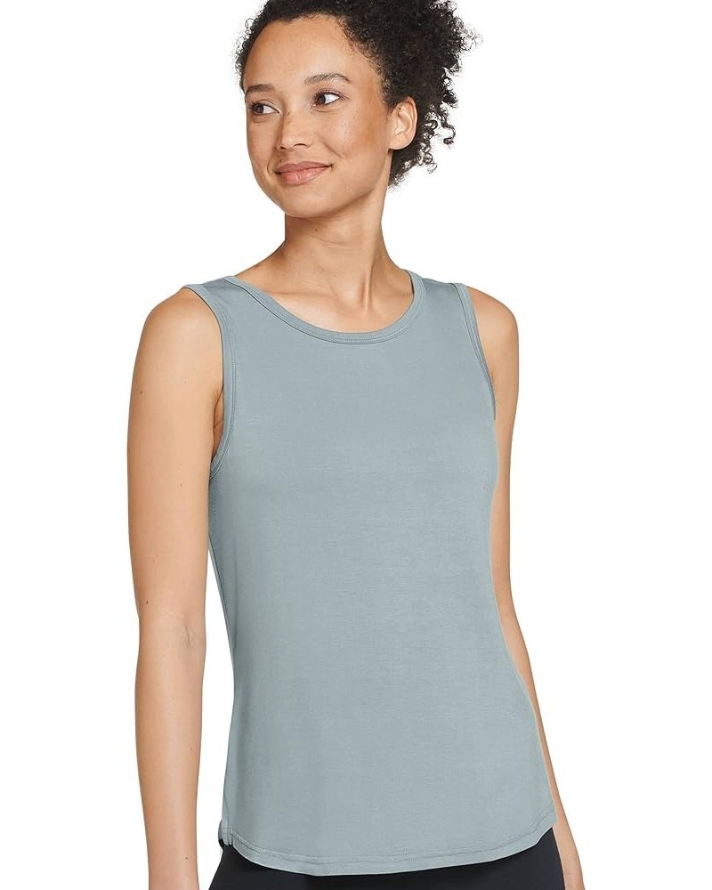 Women's Activewear Stretch Knit Side Slit Tank Moonstone Grey $8.99 Tanks