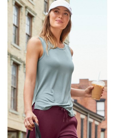 Women's Activewear Stretch Knit Side Slit Tank Moonstone Grey $8.99 Tanks