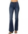 Women's High-Rise 5 Button Fly Wide Leg Trouser Flare Jeans 88491 Dark Blue $28.00 Jeans