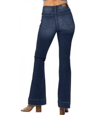 Women's High-Rise 5 Button Fly Wide Leg Trouser Flare Jeans 88491 Dark Blue $28.00 Jeans