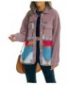 Women's Aztec Denim Jacket Distressed Lapel Long Sleeve Vintage Button Down Denim Jacket Shacket Vintage Claret $19.35 Jackets