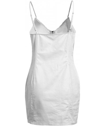 Sexy Dresses for Women Date Night Sleeveless Zipper Front V Neck Bodycon Mini Dress Club Party Short Summer Dress White $6.61...