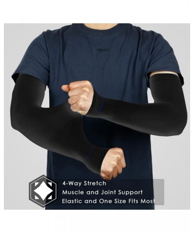 Arm Sun Sleeves Compression UV Protection Cooling for Men Women Summer Sunblock, Cycling Driving Golf Running 3 Pairs: Black,...