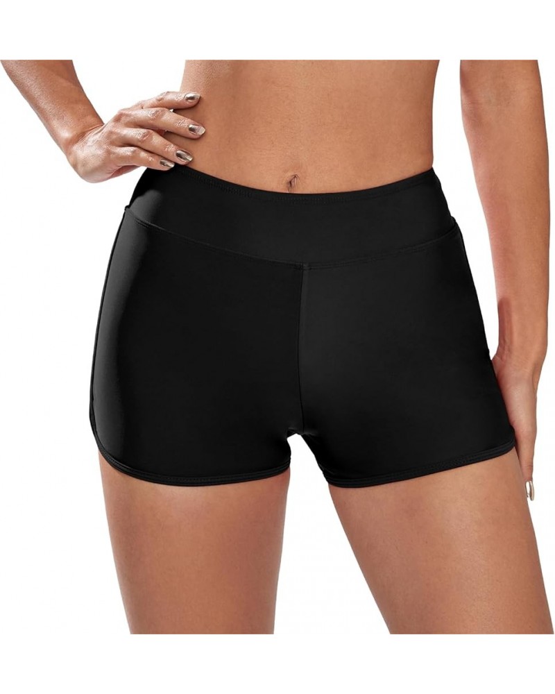 Swim Shorts for Women Stretchy Board Shorts Solid Tankini Bottoms Sport Swimsuit Bottoms 4-black $12.69 Swimsuits