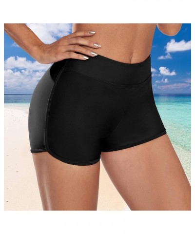 Swim Shorts for Women Stretchy Board Shorts Solid Tankini Bottoms Sport Swimsuit Bottoms 4-black $12.69 Swimsuits