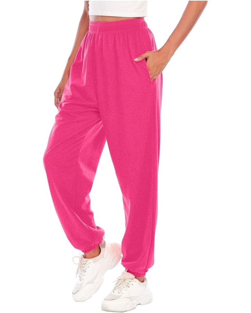 Women's Casual Cinch High Waist Sport Running Jogging Harem Pants Sweatpants Jogger Pants Baggy Trousers Hot Pink $3.00 Others