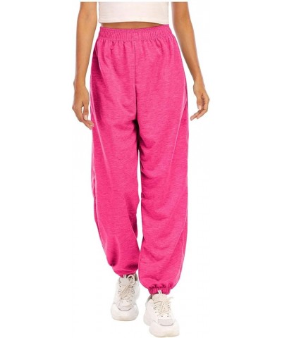 Women's Casual Cinch High Waist Sport Running Jogging Harem Pants Sweatpants Jogger Pants Baggy Trousers Hot Pink $3.00 Others