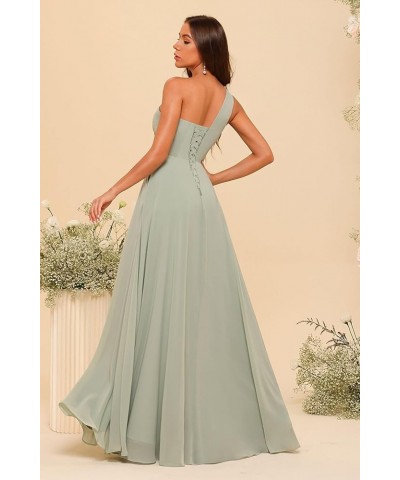 Chiffon One Shoulder Bridesmaid Dresses with Slit A-Line Long Formal Party Dress with Pockets RO022 Champagne $32.34 Dresses