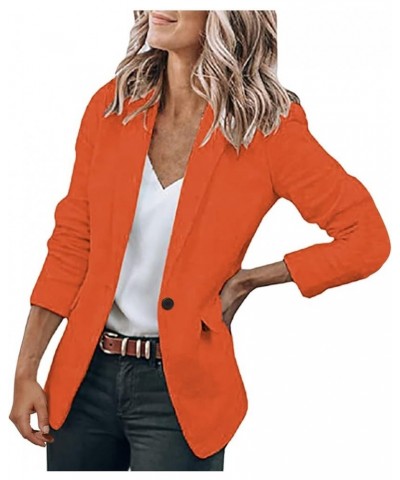 3X Jackets for Women Plus Size Jackets Women's Open Work Blazers Coat Casual Sleeve Front Long Office Women's Orange $10.39 J...