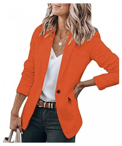 3X Jackets for Women Plus Size Jackets Women's Open Work Blazers Coat Casual Sleeve Front Long Office Women's Orange $10.39 J...