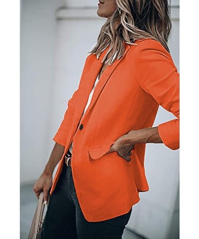 3X Jackets for Women Plus Size Jackets Women's Open Work Blazers Coat Casual Sleeve Front Long Office Women's Orange $10.39 J...