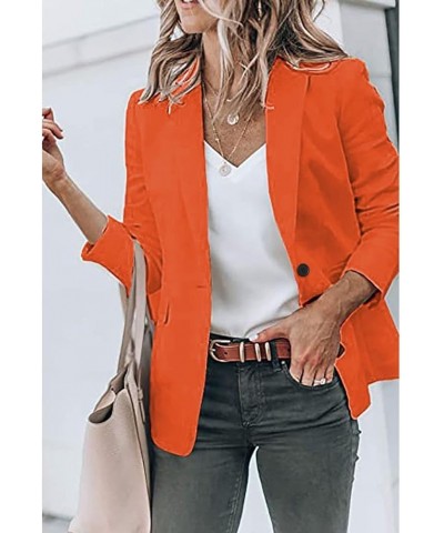 3X Jackets for Women Plus Size Jackets Women's Open Work Blazers Coat Casual Sleeve Front Long Office Women's Orange $10.39 J...