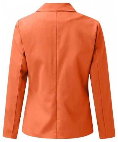 3X Jackets for Women Plus Size Jackets Women's Open Work Blazers Coat Casual Sleeve Front Long Office Women's Orange $10.39 J...