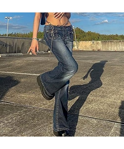 Women Y2k High Waist Straight Leg Jeans Y2K Fashion Baggy Denim Pants E Girl Tie Dye Print Flared Trousers Streetwear K1 Dark...