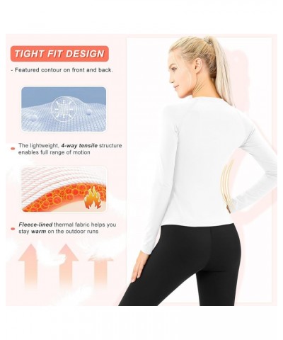 Women's Thermal Fleece Running Athletic Shirt Compression Baselayer Tops Long Sleeve Workout Tops with Thumb Holes White1 $17...