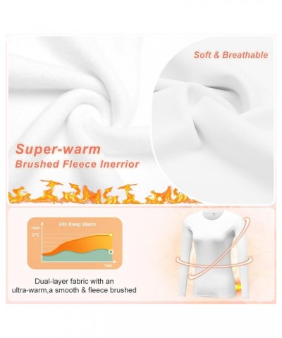 Women's Thermal Fleece Running Athletic Shirt Compression Baselayer Tops Long Sleeve Workout Tops with Thumb Holes White1 $17...