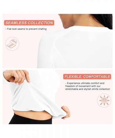 Women's Thermal Fleece Running Athletic Shirt Compression Baselayer Tops Long Sleeve Workout Tops with Thumb Holes White1 $17...