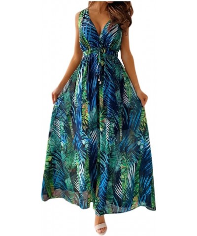 Summer Dresses for Women 2023 Long Sleeve Floral V Neck Maxi Dress Casual Fashion Beach Dresses H027 Green $9.87 Others