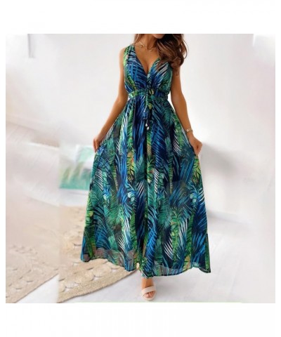 Summer Dresses for Women 2023 Long Sleeve Floral V Neck Maxi Dress Casual Fashion Beach Dresses H027 Green $9.87 Others