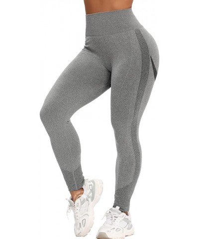 Women High Waisted Seamless Leggings Smile Contour Workout Gym Yoga Pants Tights C Dot Grey $12.99 Leggings