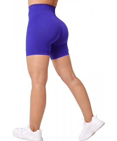 Seamless High Waisted Shorts for Women Smile Contour Biker Shorts Gym Yoga Workout 2 Solid Cobalt Without Contour $9.60 Activ...