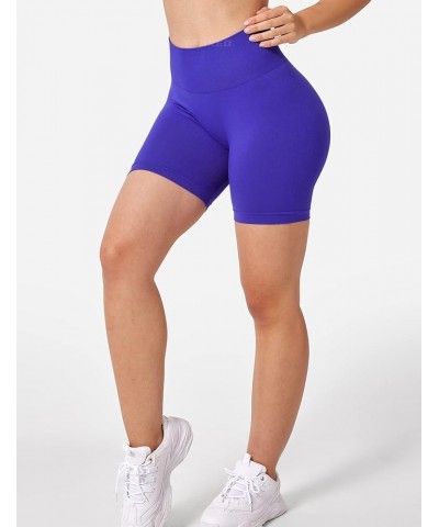 Seamless High Waisted Shorts for Women Smile Contour Biker Shorts Gym Yoga Workout 2 Solid Cobalt Without Contour $9.60 Activ...