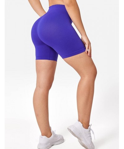 Seamless High Waisted Shorts for Women Smile Contour Biker Shorts Gym Yoga Workout 2 Solid Cobalt Without Contour $9.60 Activ...