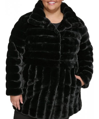 Women's Classic Mink Style Faux Fur Coat Black $46.48 Coats