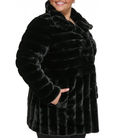 Women's Classic Mink Style Faux Fur Coat Black $46.48 Coats