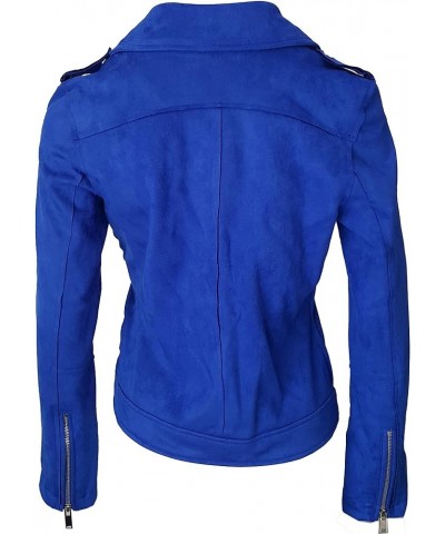 Faux Suede Jacket for Women Long Sleeve Zipper Up Casual Outwear Royal Blue $21.32 Coats