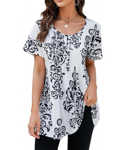 St. Jubileens Women's Plus Size Tunic Tops Roll-Up 3/4 Sleeve Shirts Floral Printed Loose Casual Blouses Top Floral Printed-w...