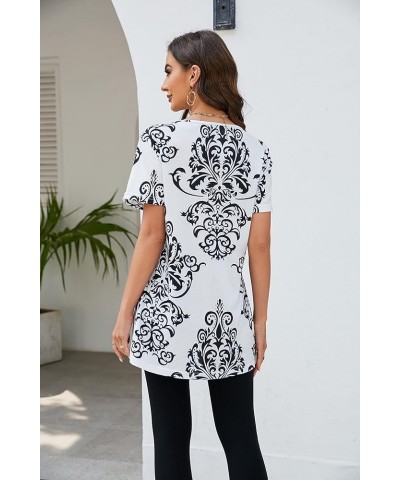 St. Jubileens Women's Plus Size Tunic Tops Roll-Up 3/4 Sleeve Shirts Floral Printed Loose Casual Blouses Top Floral Printed-w...