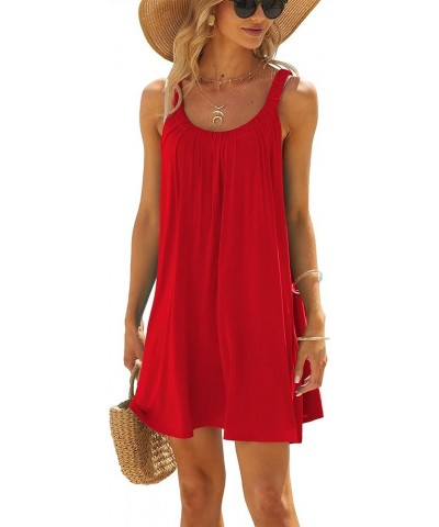 Women's Beach Dress Bikini Beachwear Coverups Casual Vacation Short Summer Halter Dresses Red $15.30 Swimsuits