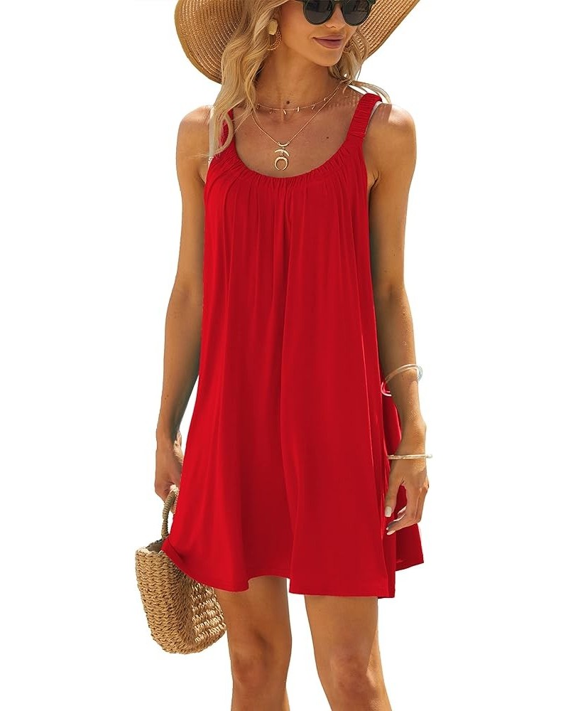 Women's Beach Dress Bikini Beachwear Coverups Casual Vacation Short Summer Halter Dresses Red $15.30 Swimsuits