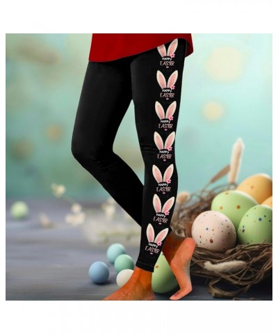 Easter Day Leggings for Women Funny Easter Bunny Floral Print High Waisted Tummy Control Workout Yoga Pants Girls Tights Z02-...