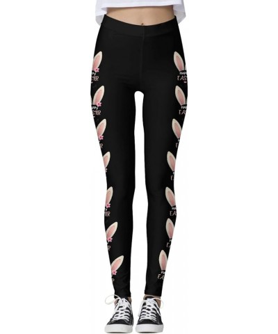 Easter Day Leggings for Women Funny Easter Bunny Floral Print High Waisted Tummy Control Workout Yoga Pants Girls Tights Z02-...