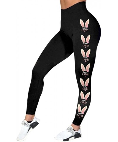 Easter Day Leggings for Women Funny Easter Bunny Floral Print High Waisted Tummy Control Workout Yoga Pants Girls Tights Z02-...