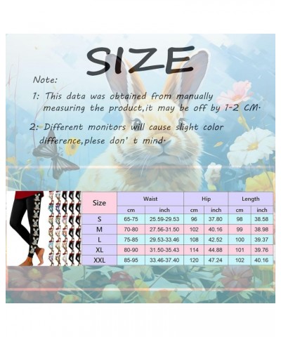 Easter Day Leggings for Women Funny Easter Bunny Floral Print High Waisted Tummy Control Workout Yoga Pants Girls Tights Z02-...