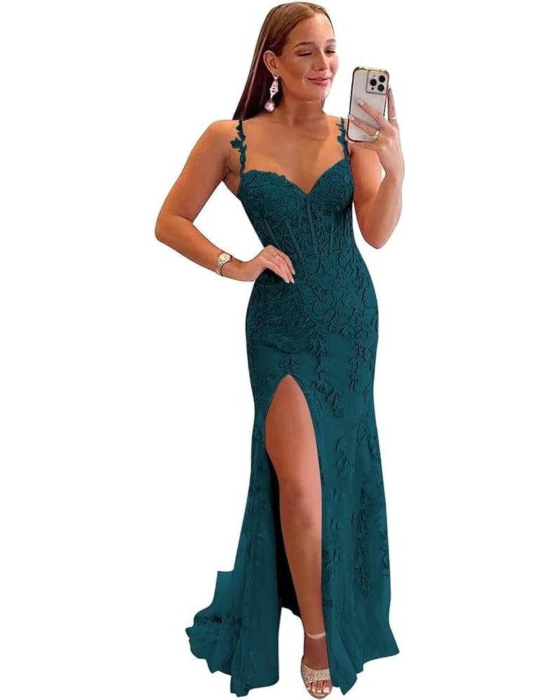 Mermaid Prom Dresses for Women Long Spaghetti Strap Formal Evening Gown Teal $40.28 Dresses