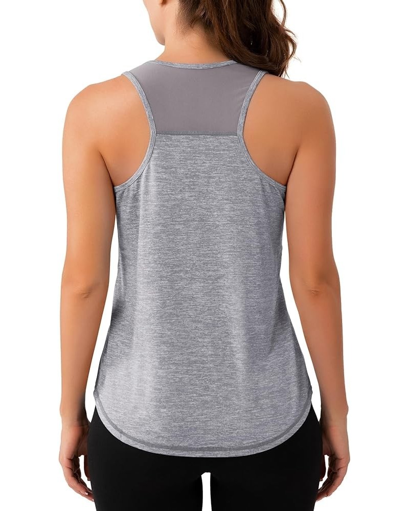 Womens Workout Tops Sleeveless Racerback Tank Tops Mesh Yoga Athletic Running Shirts Gym Clothes for Women Grey $13.79 Active...