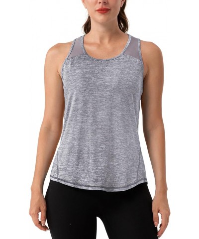 Womens Workout Tops Sleeveless Racerback Tank Tops Mesh Yoga Athletic Running Shirts Gym Clothes for Women Grey $13.79 Active...