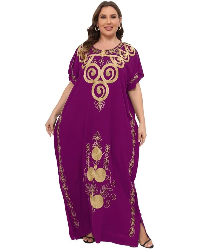 Plus Size Kaftan Dresses for Women Caftan Embroidered Maxi Dress Loungewear Bathing Suit Cover up Sundress Pink $10.00 Swimsuits