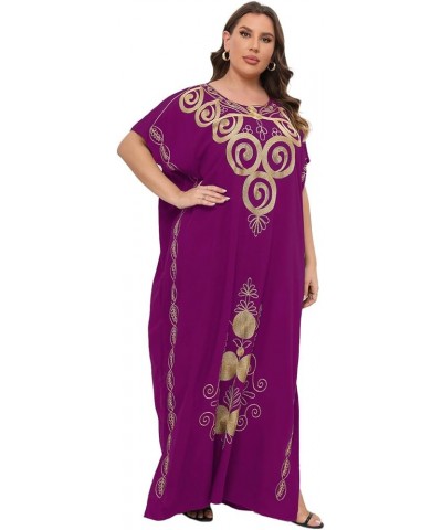 Plus Size Kaftan Dresses for Women Caftan Embroidered Maxi Dress Loungewear Bathing Suit Cover up Sundress Pink $10.00 Swimsuits