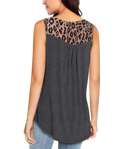 Womens Summer Sleeveless V Neck Solid Color Casual Swing Shirts Flowy Tank Tops Blouses with Buttons B-grey $12.99 Tanks